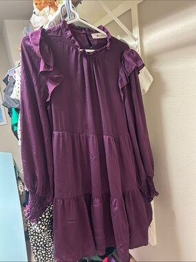 Impeccable Pig Ruffle Tiered Dress in Plum